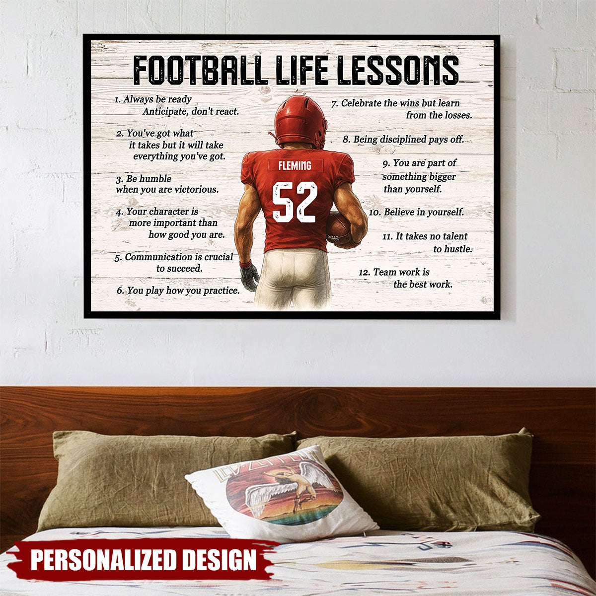 Personalized Football Life Lessons Poster / Canvas - Custom Gift for Teen Boys