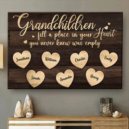 Heartfelt Personalized Canvas: "Grandchildren Fill Your Heart" for Grandparents