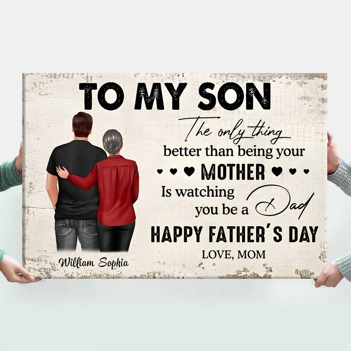 Heartfelt Personalized Canvas from Mom to Son - Happy Father's Day Dad