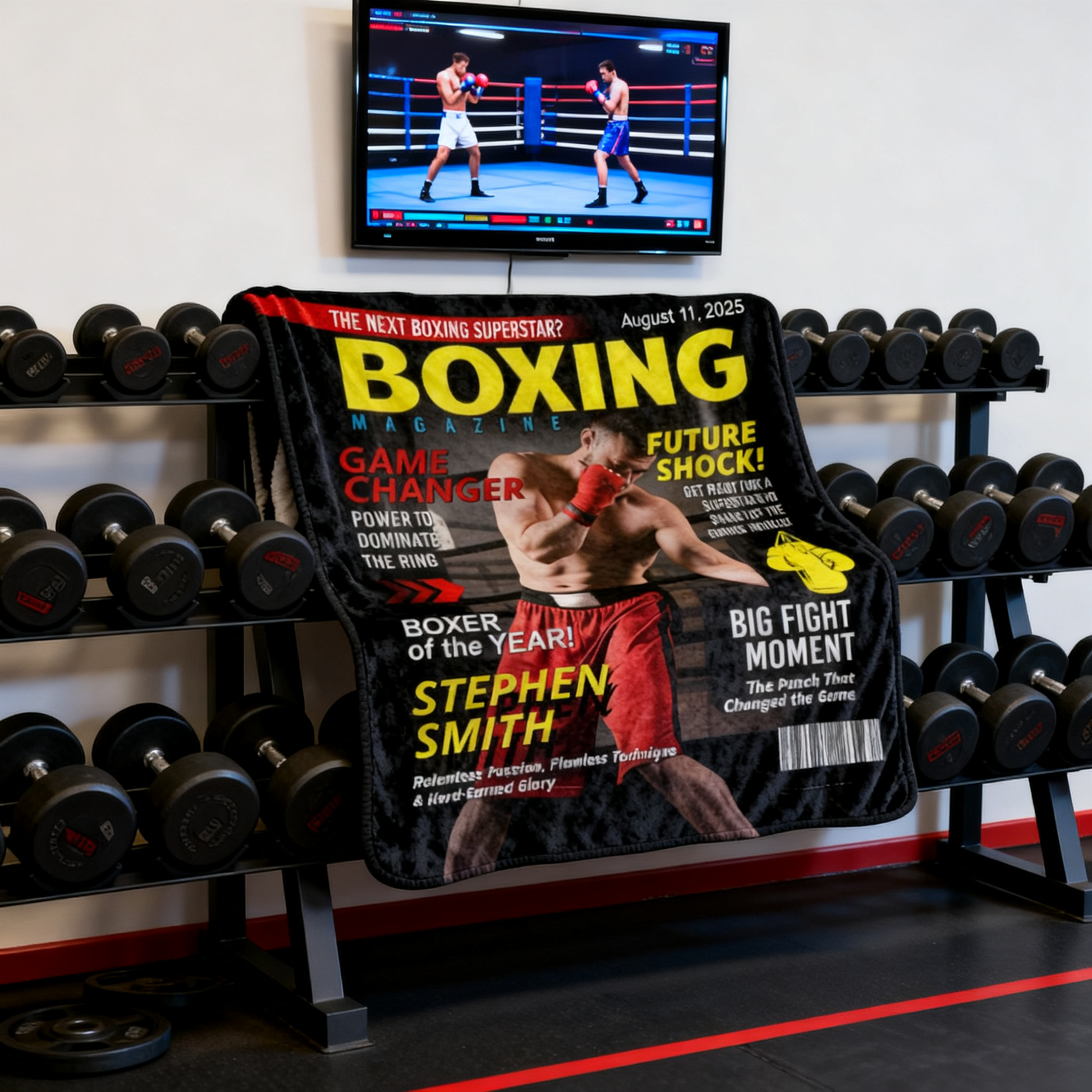 Personalized Boxing Magazine Cover Blanket - Custom Gift for Boxer, Coach & Fans