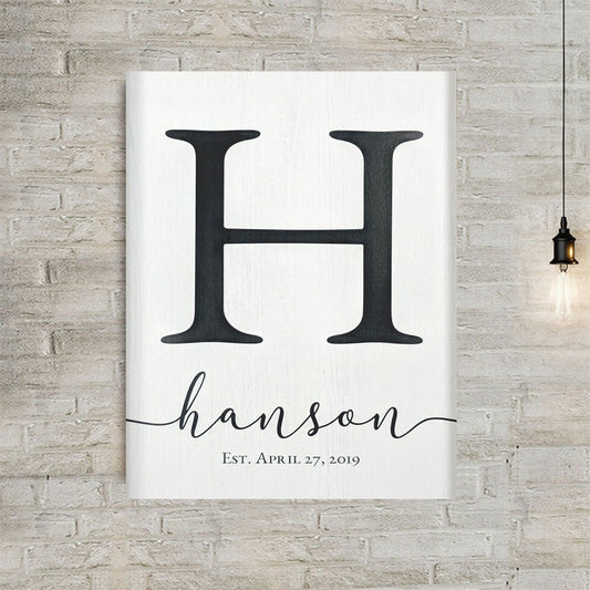 Monogram Family Name Sign - Personalized Custom Family Canvas / Poster