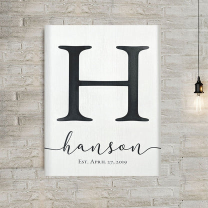 Monogram Family Name Sign - Personalized Custom Family Canvas / Poster