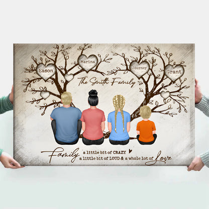 Personalized Family Tree Canvas - "A Little Bit of Crazy & Whole Lot of Love" Gift