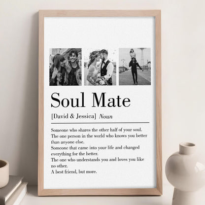 Personalized 'Soul Mate' Canvas: Definition Art for Couples & Anniversaries