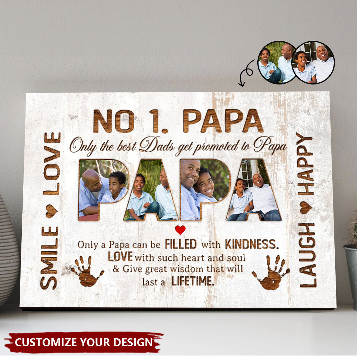 Only The Best Dads Get Promoted To Papa - Custom No. 1 Papa Photo Poster / Canvas