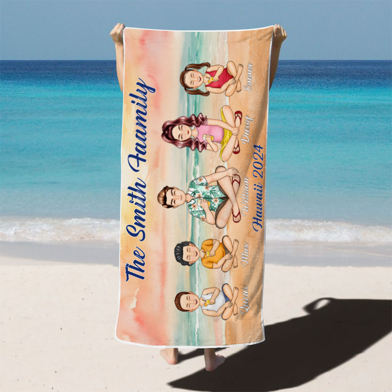 Personalized 'The [Your Name] Family' Beach Towel - Custom Vacation Keepsake