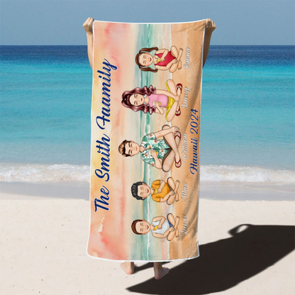 Personalized 'The [Your Name] Family' Beach Towel - Custom Vacation Keepsake