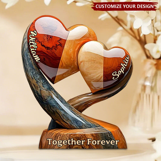 Personalized “Together Forever” Couple Plaque - Custom 2 Name Heart Gift