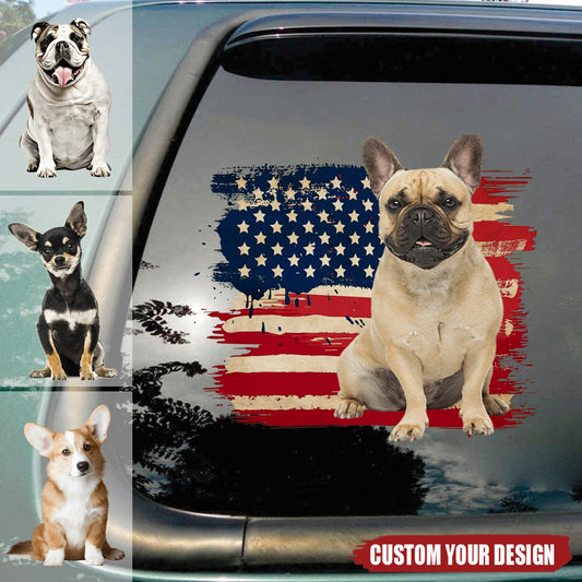 Personalized American Dog Flag Decal - Custom Gift for Dog Lovers