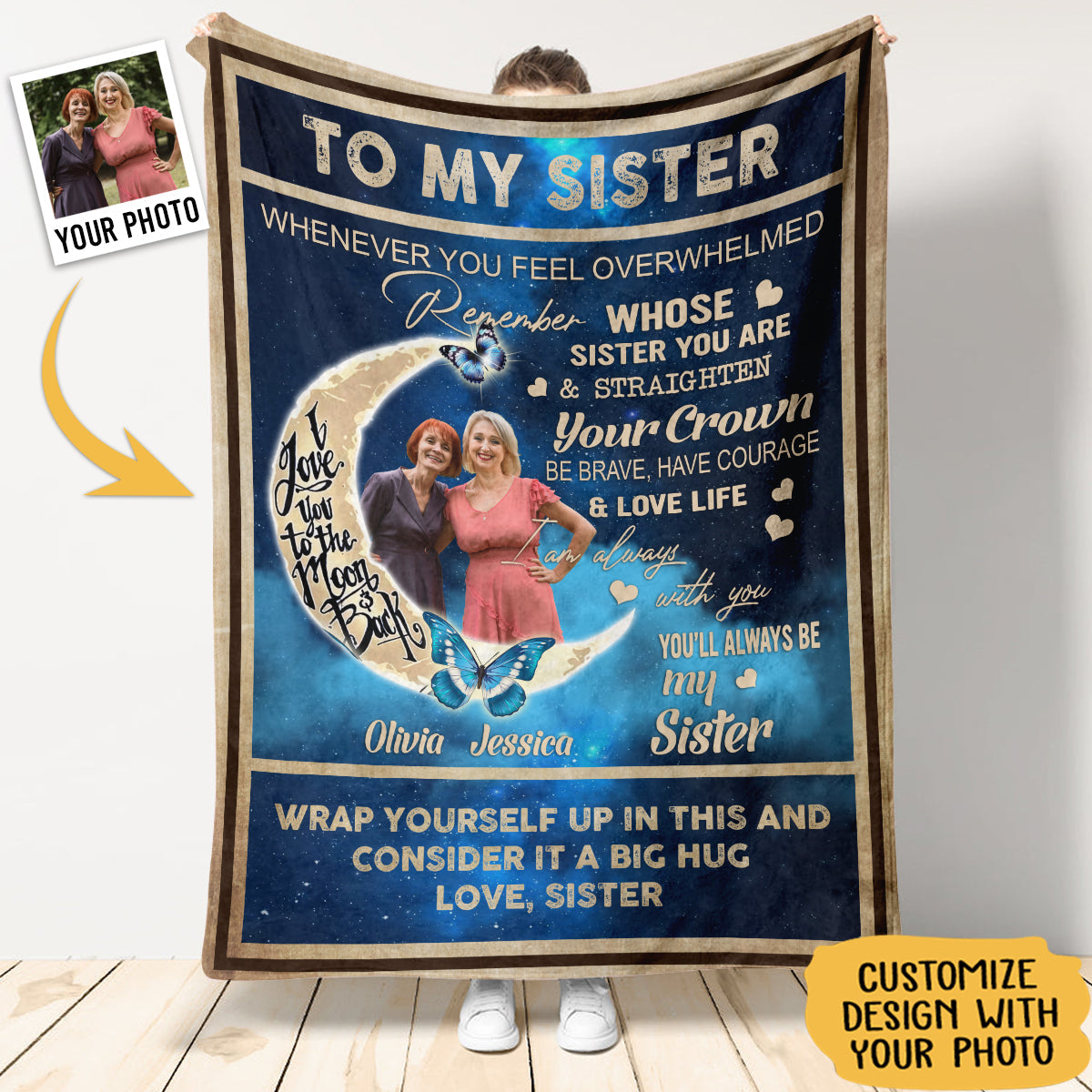 Personalized Sister Blanket: 'You'll Always Be My Sister' Gift