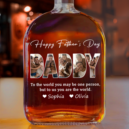 Happy Father’s Day - Custom Family Photo Whiskey Bottle