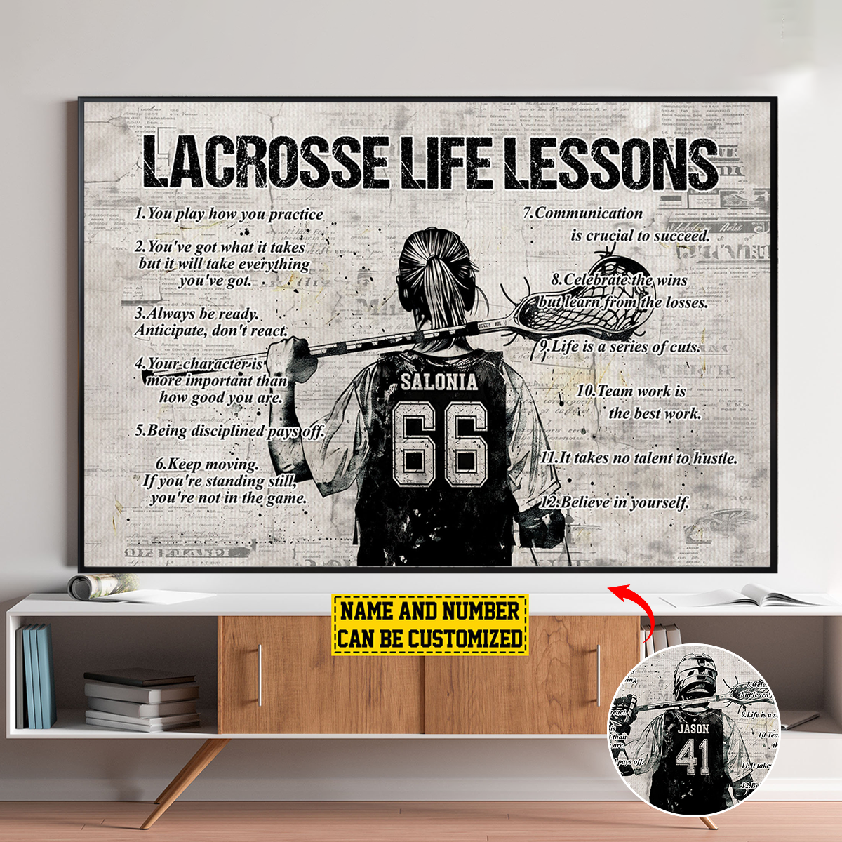 Personalized Lacrosse Life Lessons Poster / Canvas - Custom Gift For Lacrosse Lovers