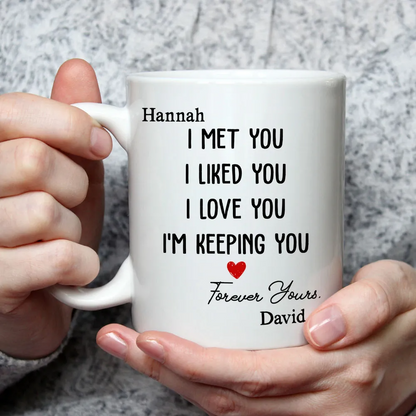 I Met You I Liked You I Love You - Personalized Custom Couple Coffee Mug