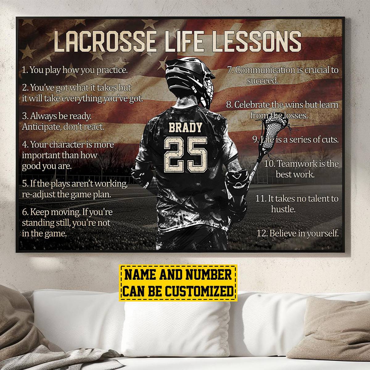 Personalized American Lacrosse Life Lessons Poster / Canvas - Gift For Lacrosse Lovers