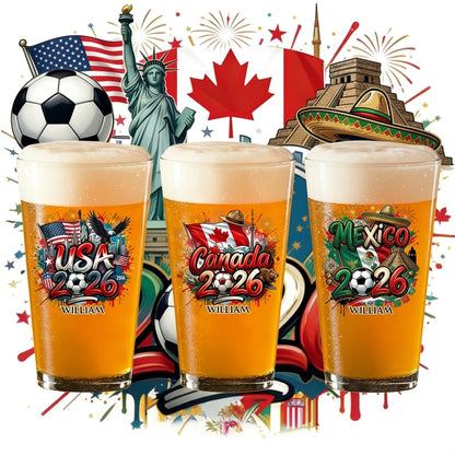 Personalized 2026 Soccer Beer Glass - Custom Name & Icon | Gift For Soccer Fans