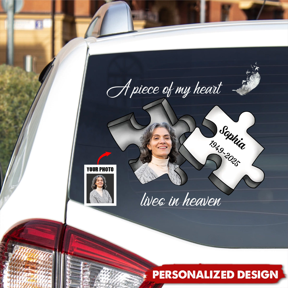A Piece Of My Heart Is In Heaven - Personalized Memorial Sticker