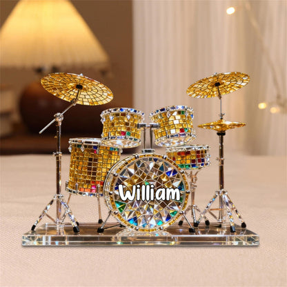 Custom Name Drum Set Acrylic Plaque -  Personalized Gift for Drummers