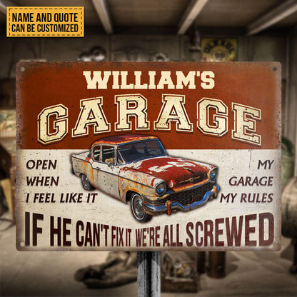 What Happened In The Garage Stays In The Garage - Personalized Custom Classic Metal Signs