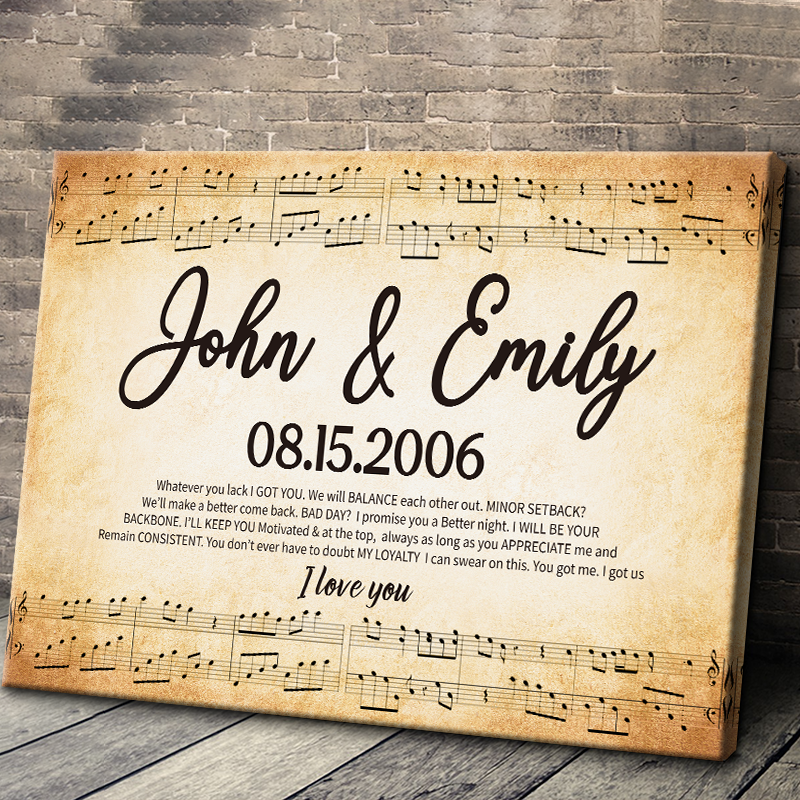 Personalized 'Whatever You Lack I Got You' Music Canvas for Couples