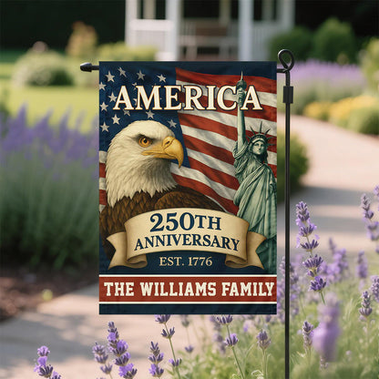 Celebrate America 250th Anniversary - Personalized Family Name Garden Flag