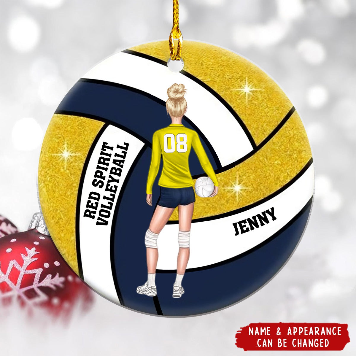 Personalized Volleyball Girl Acrylic Ornament - Custom Athlete Christmas Keepsake