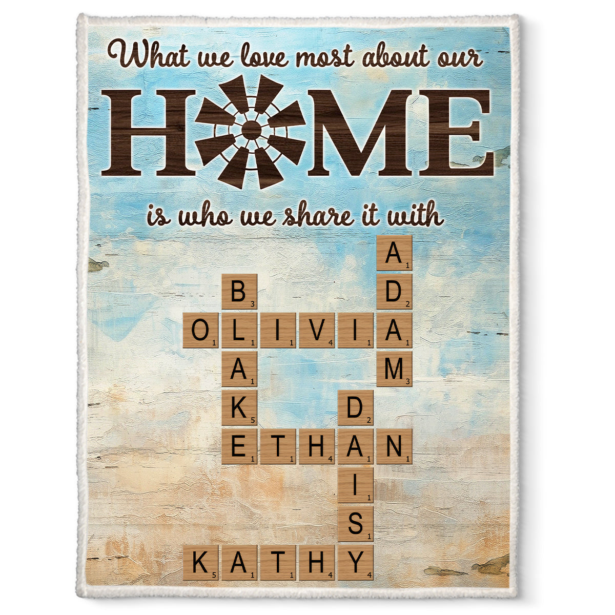 Home Is Who We Share Love With - Personalized Custom Family Customized Crossword Blanket