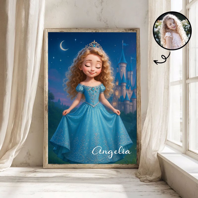 Blue Princess Custom Poster - Magical Birthday Gift for Daughter & Granddaughter