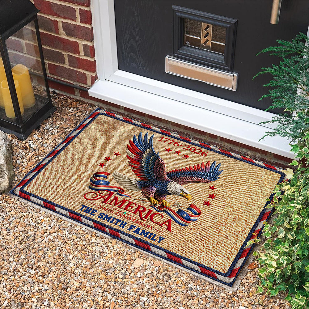American Eagle 250th Anniversary 1776–2026 - Personalized Custom Family Name Doormat