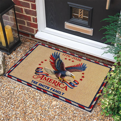 American Eagle 250th Anniversary 1776–2026 - Personalized Custom Family Name Doormat