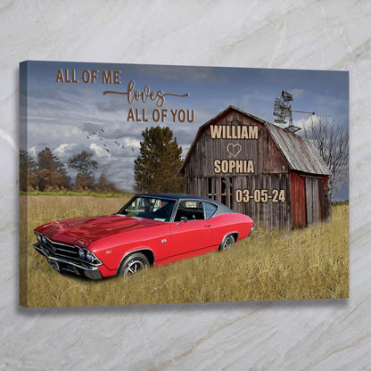 Custom "All of Me Loves All of You" Couples Canvas Art - Anniversary Gift
