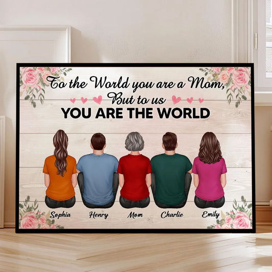 Personalized Family Canvas Gift for Mom: 'You Are The World'