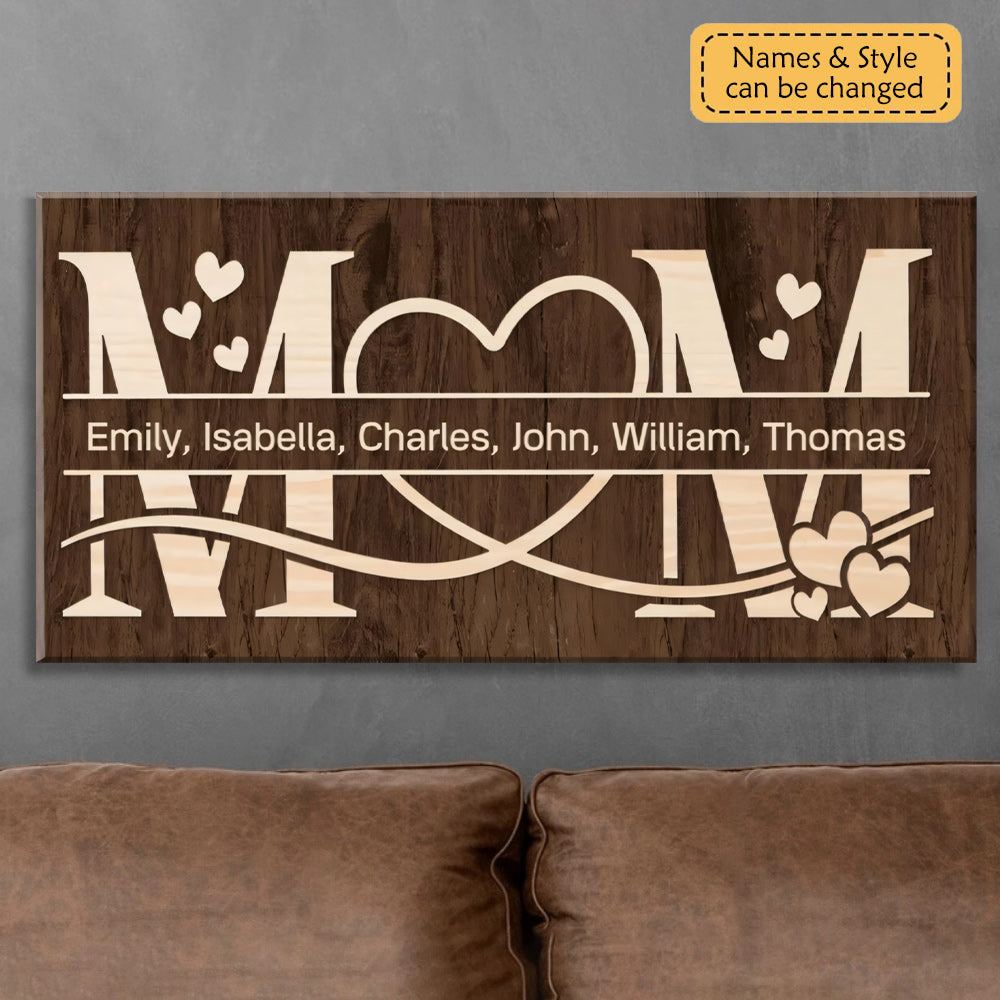 Personalized Mom Canvas Art with Kids' Names - Heartfelt Mother's Day Gift