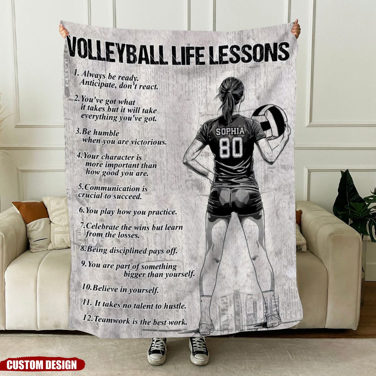Personalized Motivational Volleyball Blanket - Gift for Girls & Players