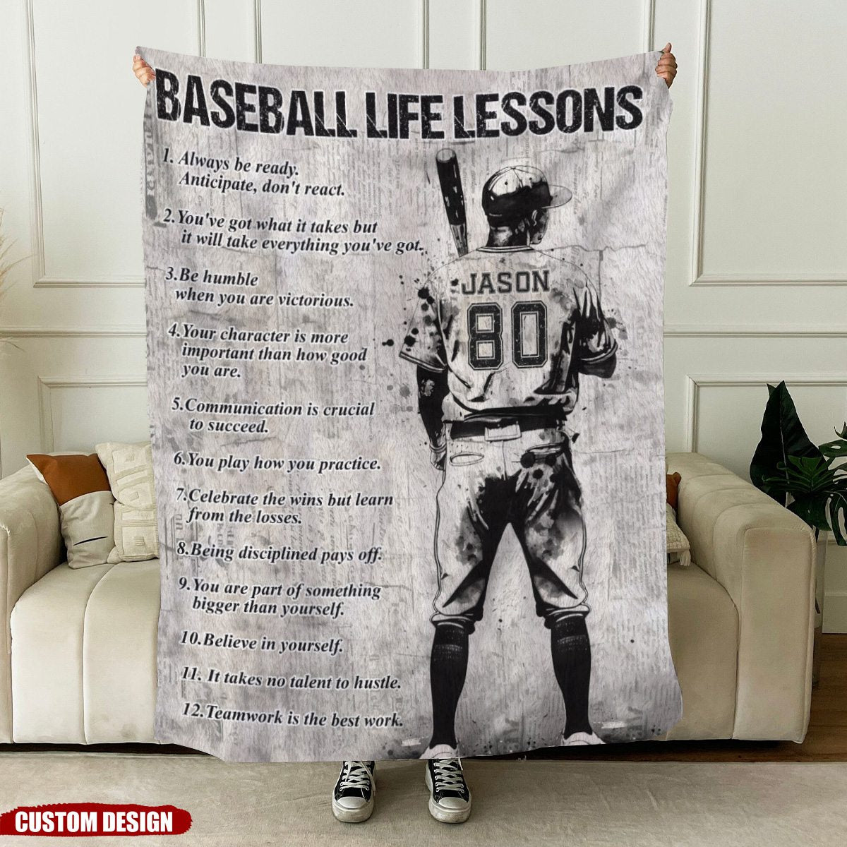 Personalized Motivational Baseball Boy Blanket - Gift For Baseball Lovers