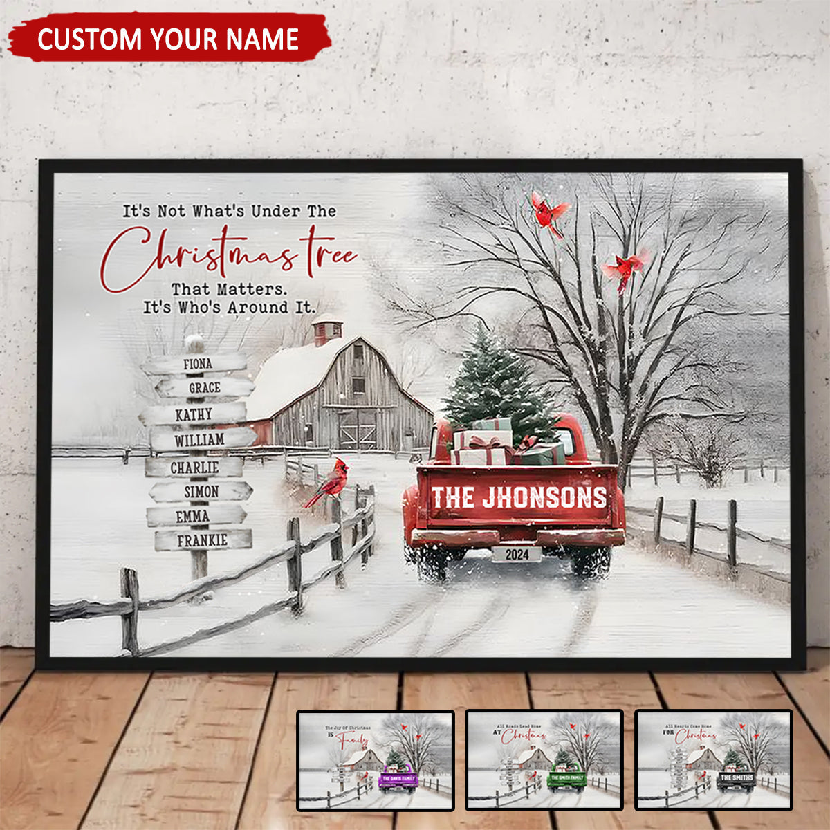 (Now with 11-20 People Option) Customizable ‘All Roads Lead Home at Christmas’ Canvas / Poster - Personalize Names & Year