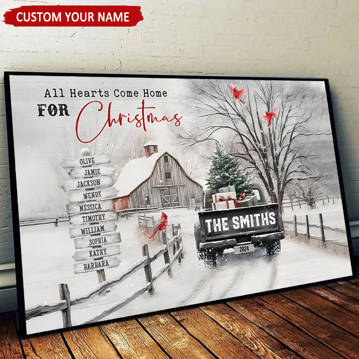 (Now with 11-20 People Option) Customizable ‘All Roads Lead Home at Christmas’ Canvas / Poster - Personalize Names & Year