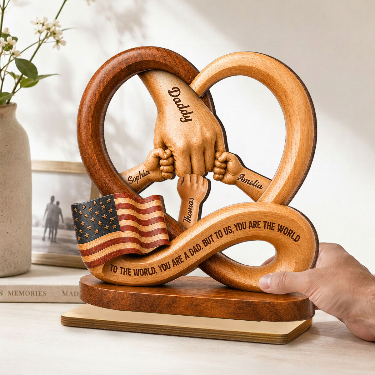 Plaque material and size view - Personalized Dad Wooden Plaque
