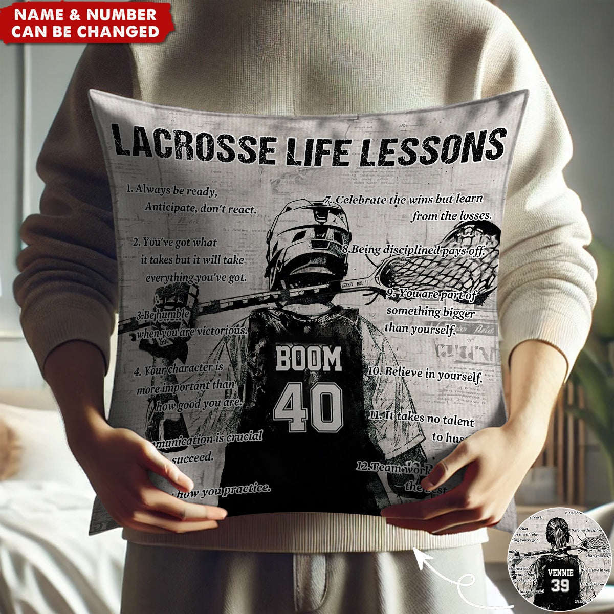 Personalized Lacrosse Life Lessons Pillow - Gift For Lacrosse Lovers