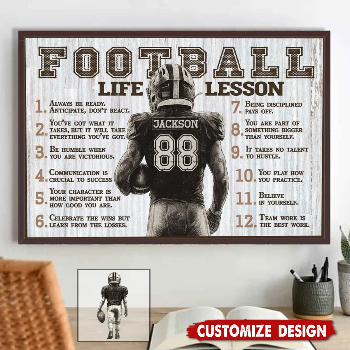 American Football Life Lessons - Personalized Poster / Canvas