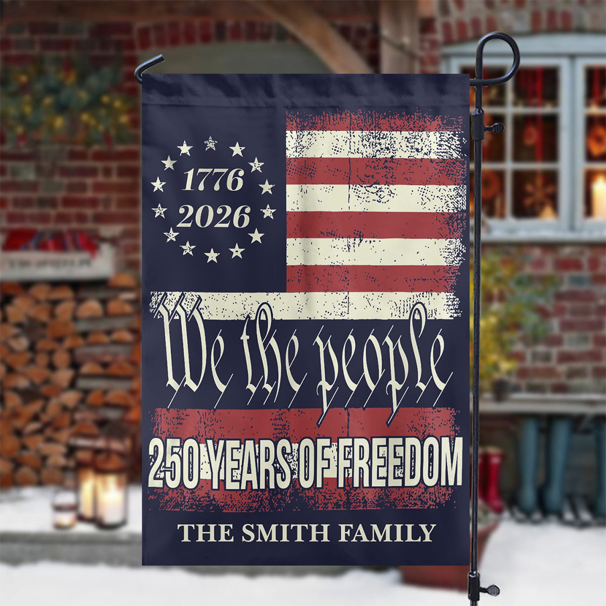 Custom America 250th anniversary garden flag with family name personalization for patriotic yard decor image 7