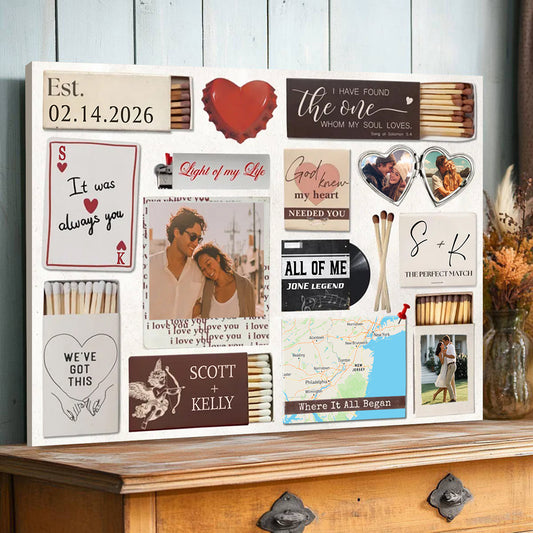 Personalized Love Story Scrapbook Canvas / Poster - Custom Valentine’s Day Gift for Couples