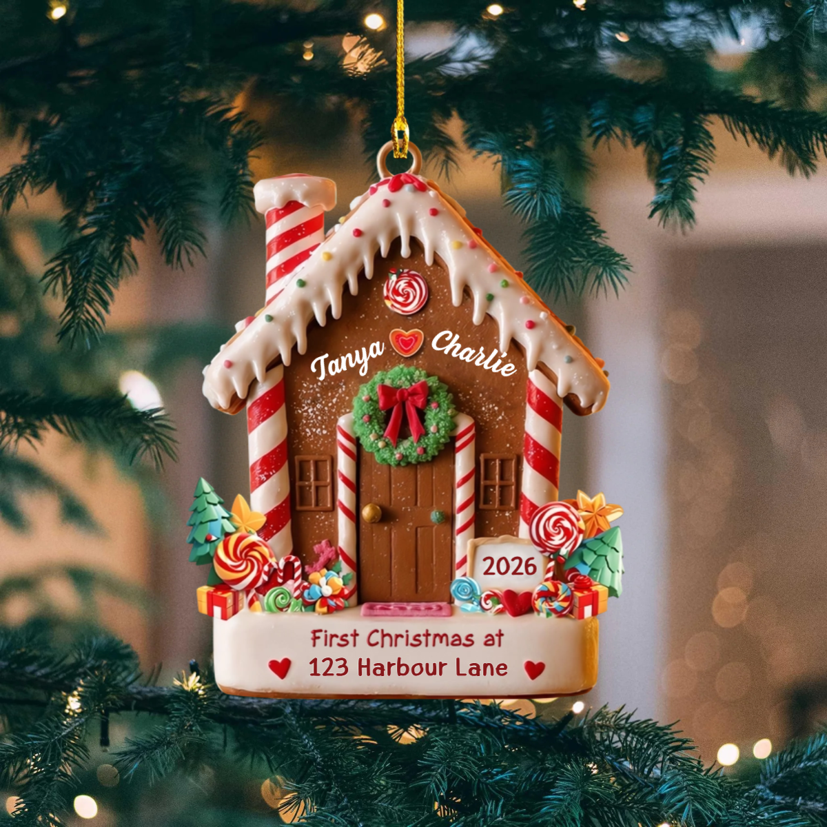 First Christmas in Our New Home - Personalized Wooden Ornament Gift for Couples