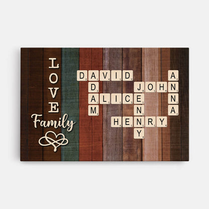 Personalized Family Scrabble Names Canvas Wall Art | 'LOVE Family' Gift