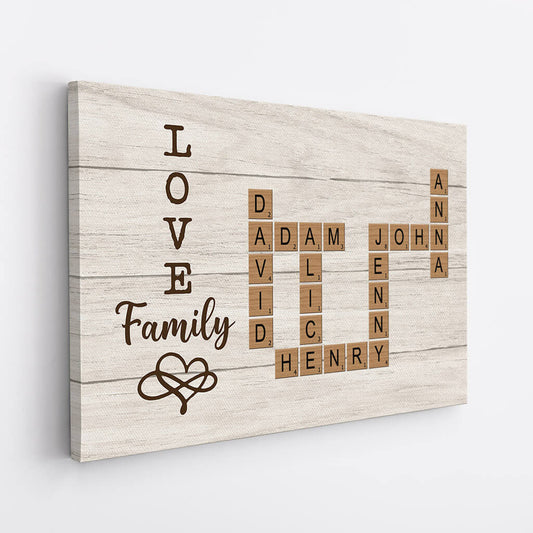Personalized Family Scrabble Names Canvas Wall Art | 'LOVE Family' Gift