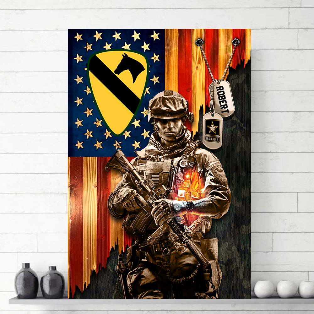 Personalized American Rustic Flag Canvas / Poster - Custom Military Veteran Gift