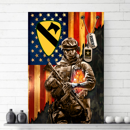 Personalized American Rustic Flag Canvas / Poster - Custom Military Veteran Gift