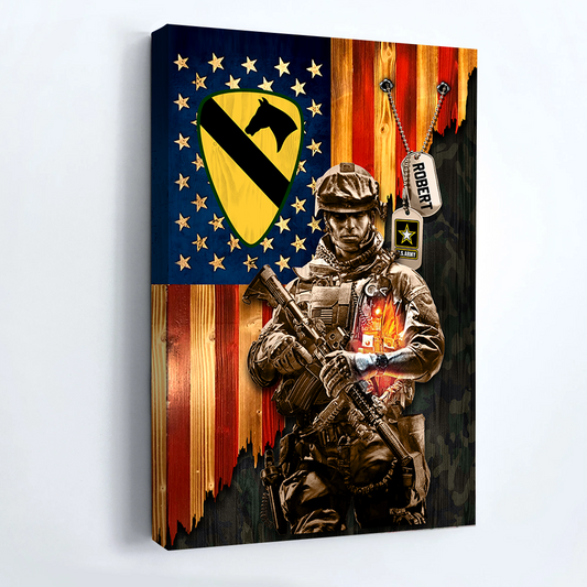 Personalized American Rustic Flag Canvas / Poster - Custom Military Veteran Gift