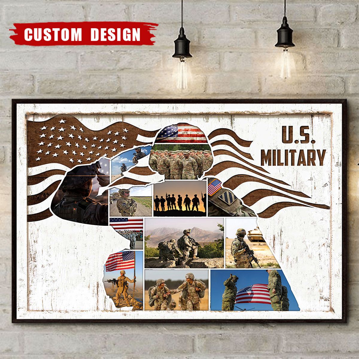Personalized US Military Photo Collage Poster / Canvas - Gift for Veterans & Soldiers