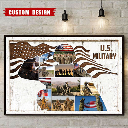 Personalized US Military Photo Collage Poster / Canvas - Gift for Veterans & Soldiers