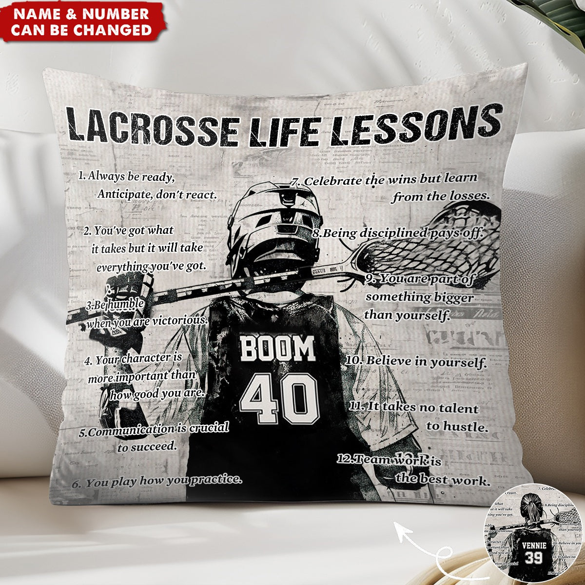 Personalized Lacrosse Life Lessons Pillow - Gift For Lacrosse Lovers